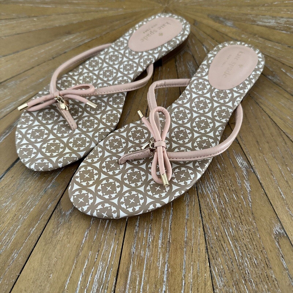 Kate Spade Thong Sandals Women’s 8 New York Thong Slide Bow Pink